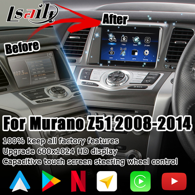 Nissan Murano Z51 Aggiornamento dello schermo Android HD Android auto carplay Youtube waze Netflix play