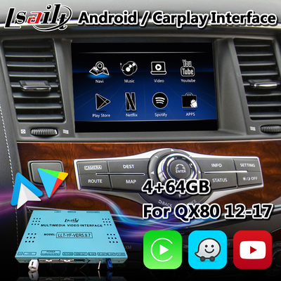 Interfaccia di navigazione di multimedia di Android per Infiniti QX80 con Android senza fili Carplay automatico