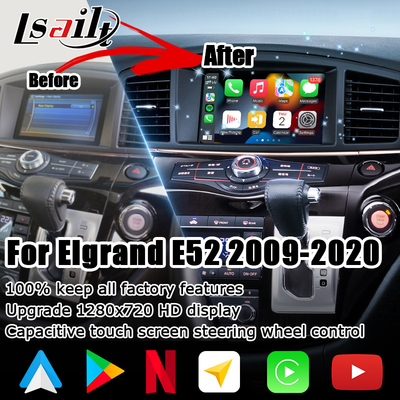 Nissan Elgrand E52 HD muti finger touch HD schermo aggiornamento wireless carplay android auto