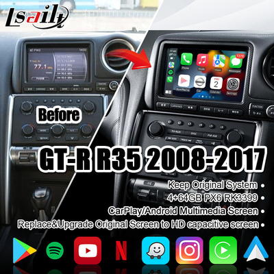 Schermo di multimedia dell'automobile di Lsailt per la GT-r R35 GTR con 4+64GB CarPlay senza fili, esposizione di aggiornamento