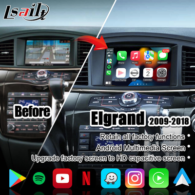 Schermo senza fili di multimedia dell'automobile di CarPlay per Nissan Elgrand Patrol, armada Infiniti QX con navigazione di GPS, auto di Android