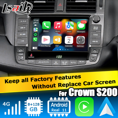 Toyota Crown GRS204 URS206 UZS207 S200 Android wireless Carplay Android Auto 8+128GB alimentato da Qualcomm