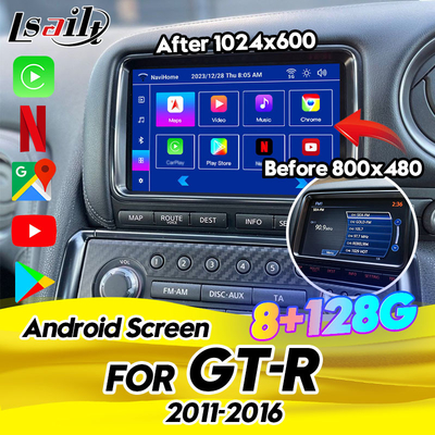 Lsailt 8GB Android Multimedia Screen per GT-R 2011-2016 Incluso CarPlay wireless, Android Auto, Spotify, YouTube