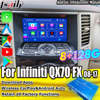 Lsailt 8G Interfaccia multimediale Android per Infiniti QX70 FX35 FX37 2008-2017 CarPlay wireless integrato, Android Auto