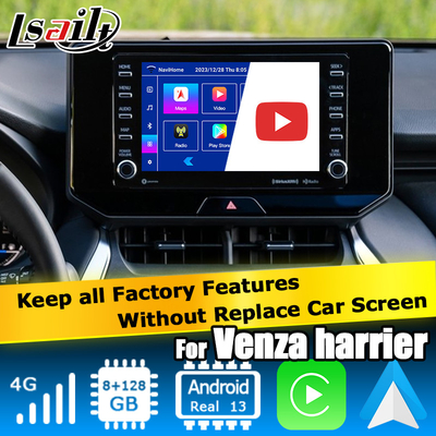 Toyota Harrier Venza Android 13 interfaccia video multimediale 2019-present wireless carplay android auto