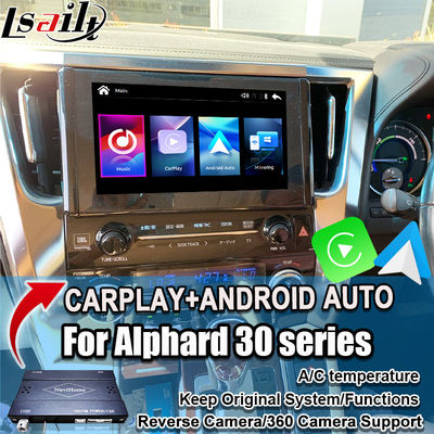 Modulo di aggiornamento wireless Apple CarPlay/Android Auto per Toyota Alphard Serie 30 Vellfire, supporto radio FM, A/C, Mirroring, telecamere