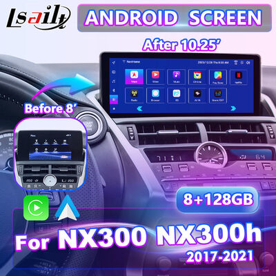 Lsailt Schermo di interfaccia video multimediale Android Carplay da 10,25 pollici per Lexus NX 300h NX200 NX300 NX300h 2017-2021