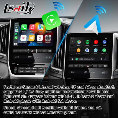 Le multimedia automatiche di androide carplay senza fili di stile dell'OEM del Toyota Land Cruiser LC200 collegano l'aggiornamento