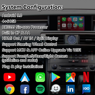 Interfaccia multimediale Android per Lexus IS 300h 250 350 200t 300 AWD F Sport XE30 2013-2016