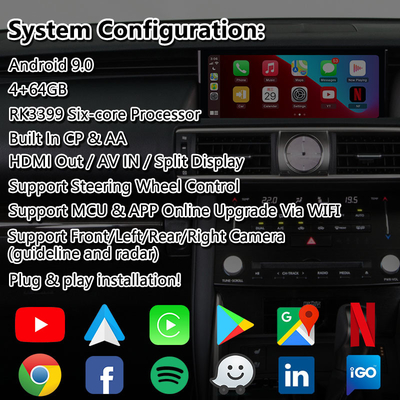 Lsailt Android Carplay Interface per Lexus IS200T IS300H IS350 IS300 F Sport AWD IS XE30 2017-2020