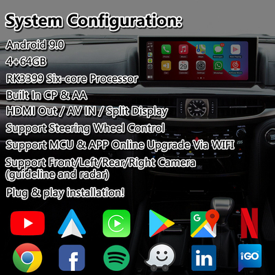 Lsailt Android Carplay Interfaccia video multimediale Per 2016-2021 Lexus LX 570 LX570