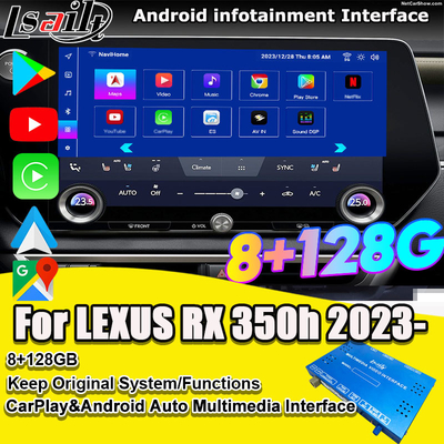 Interfaccia video multimediale Android per RX350h RX500H 2023-2024 NX LX GX ES Include NetFlix, YouTube, slot per schede SIM
