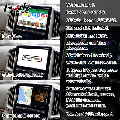 Lsailt 8+128GB Interfaccia di infotainment Android per Land Cruiser 2013-2021 LC200 con CarPlay wireless, NetFlix, YouTube