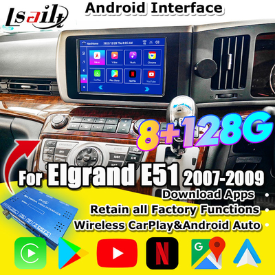 Lsailt 8G Android Smart Infotainment Module per Nissan Elgrand E51 Serie 3 Supporto CarPlay, YouTube, Schermo poggiatesta