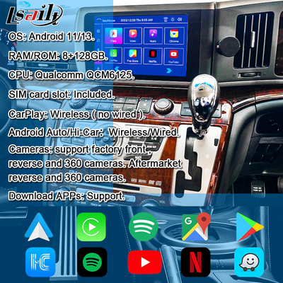 Lsailt 8G Android Smart Infotainment Module per Nissan Elgrand E51 Serie 3 Supporto CarPlay, YouTube, Schermo poggiatesta