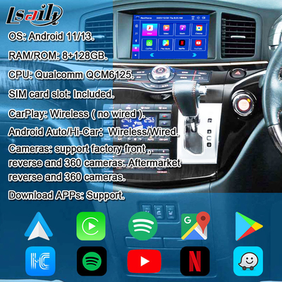 Android 13 8G Android Smart Infotainment Module per Nissan Elgrand E52 2010-Incluso CarPlay, YouTube, schermo poggiatesta