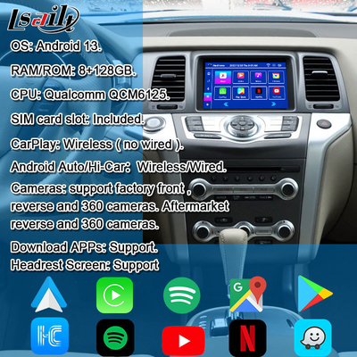 Lsailt 8G CarPlay/Android Interfaccia multimediale per Nissan Murano, Quest, Patrol Infiniti QX con NetFlix, Google Map