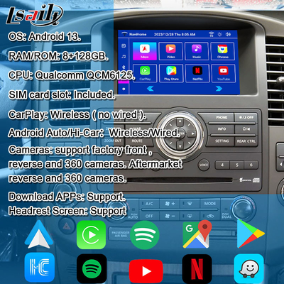 Lsailt Android 13 Smart Infortainment Interface per Nissan Navara D40, Pathfinder R51 con CarPlay wireless, NetFlix