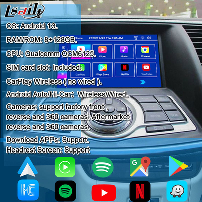 Interfaccia Nissan Multmedia per Teana J32 Murano Quest Patrol Android 13 Modulo di infotainment con NetFlix, YouTube