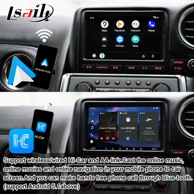 Lsailt Interfaccia multimediale Android per GT-R GTR R35 2011-2016 Interfaccia wireless Carplay Include YouTube, GPS,8+128 GB