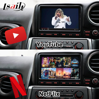 Lsailt Interfaccia multimediale Android per GT-R GTR R35 2011-2016 Interfaccia wireless Carplay Include YouTube, GPS,8+128 GB