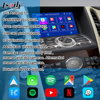 Lsailt 8G Android Infotainment Module per Infiniti EX QX50 2008-2017 Incluso CarPlay wireless, YouTube, NetFlix