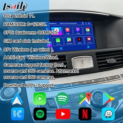 Interfaccia multimediale 8G Qualcomm Android per Infiniti Q70 M45 M25 2010- Wireless CarPlay Box, Android Auto, NetFlix