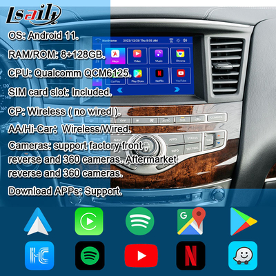 Interfaccia multimediale Android 8G per Infiniti QX60 JX35 2011-2020 CarPlay wireless integrato, Android Auto