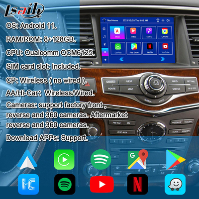 Modulo di infotainment Android 8G per Infiniti QX80 QX56 Nissan Patrol 20100-2021 Interfaccia wireless CarPlay, YouTube