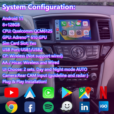 Interfaccia video Android Lsailt per Nissan Pathfinder R52 con Wireless Carplay Android Auto