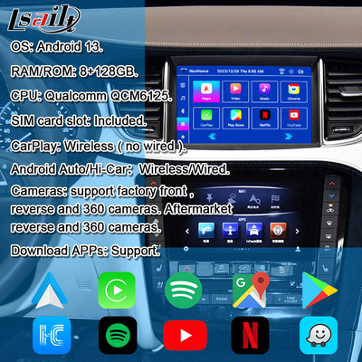 8+128G Android Navigation Box Modulo di infotainment per Infiniti QX50 2018-2020 EX QX80 con CarPlay wireless, Interfaccia Android