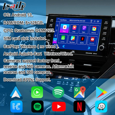 Lsailt Interfaccia video Android 13 per Toyota Camry 2018-2021 RAV-4, Sienna OEM Screen Upgrade con sistema multimediale Android Inclusi YouTube, NetFlix