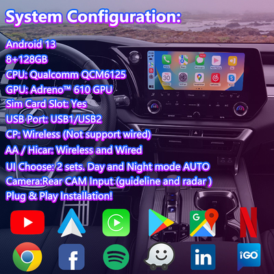 Lsailt Android Carplay Interfaccia video multimediale per 2023-Presente Lexus RX RX350 RX350h RX450h RX500h AL30