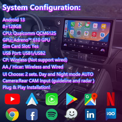 Interfaccia video multimediale Android Carplay per 2024-Presente Lexus GX GX550