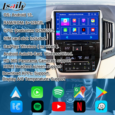 Interfaccia multimediale Android per Land Cruiser GX_R 2018-2021 LC200 Wireless Apple CarPlay&Android Auto Retrofit Upgrade