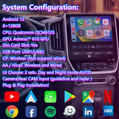 Lsailt Interfaccia video multimediale Android per Toyota Land Cruiser 200 LC200 VX VXR VX-R 2016-2021