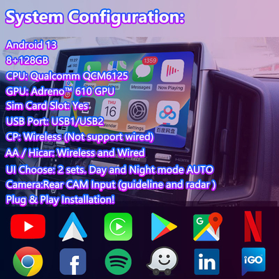 Lsailt Interfaccia video multimediale Android per il 2018-2022 Toyota Land Cruiser LC200 GX-R LC 200 GXR