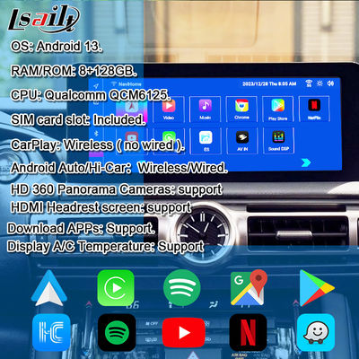 Schermo Android Lexus 10,25 pollici Qualcomm 8 Core Navigazione GPS CarPlay Display per Lexus IS300 IS250 IS350 2020-2023