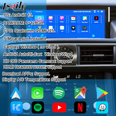 Schermo Android Lexus Android 13 Multimedia DisPlay 8 Core Qulcomm per LEXUS IS200T IS300H IS350 Supporto Controllo Joystick, YouTube, Google Play, CarPlay