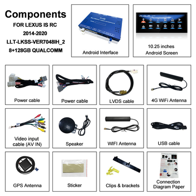 Schermo Android Lexus Android 13 Multimedia DisPlay 8 Core Qulcomm per LEXUS IS200T IS300H IS350 Supporto Controllo Joystick, YouTube, Google Play, CarPlay