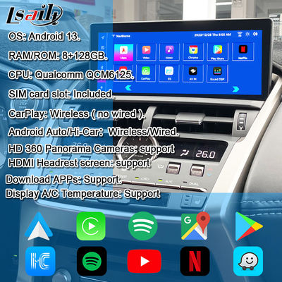 Schermo Android Lexus 8 Core Qualcomm Multimedia Display per LEXUS NX200T NX300H 2014-2021 Supporto Joystick Rotary Knot Control, YouTube, Google Play, CarPlay