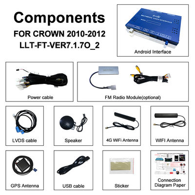 Android 13 Interfaccia multimediale per Toyota Crown S200 URS206 Modello 2008-2012 Modulo di aggiornamento Android Include YouTube, NetFlix, Google Map