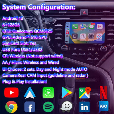 Interfaccia Video Multimediale per Toyota Camry con Android Carplay Car Navigation Box