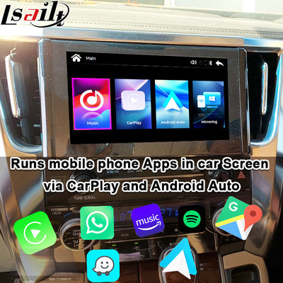 Modulo di aggiornamento wireless Apple CarPlay/Android Auto per Toyota Alphard Serie 30 Vellfire, supporto radio FM, A/C, Mirroring, telecamere