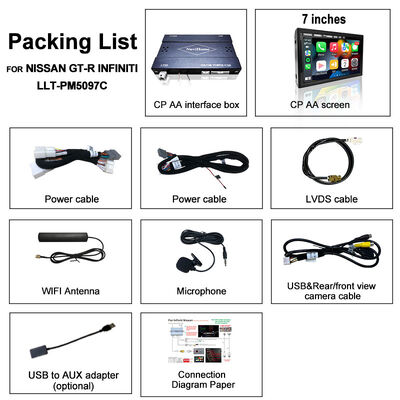 Lsailt Schermo Wireless Android Auto CarPlay da 7 pollici per Infiniti G37 G25 G35 Skyline 370GT (V36) Q40 2007-2014 Display Touch HD