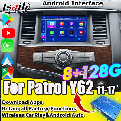 Interfaccia multimediale Nissan per Patrol Y62, Nismo, QX80 QX56 2013-2021 OEM Screen Upgrade con CarPlay wireless, Android Auto,YouTube