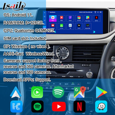 Modulo di aggiornamento Android OEM per Lexus RX450h, RX350 RX270 2016-2021 Integrazione Wireless CarPlay, Android Auto, YouTube, Netflix