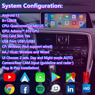 Lsailt Android Carplay Lexus Video Interface per il 2016-2019 RX 350 RX 450h RX 200t RX 350L RX 450L RX 300 RX 350