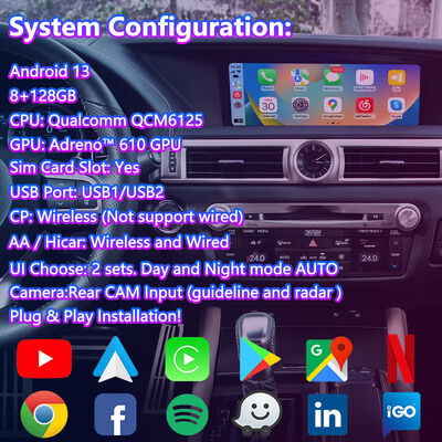 Lsailt Interfaccia multimediale per auto Android per Lexus GS300h GS200t GS350 GS450h GSF GS L10 2016-2020