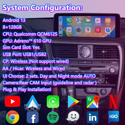 Lsailt Android Carplay Video Interface per il 2019-2022 Lexus RX 300 RX450h RX350L RX450hL RX350 RX300